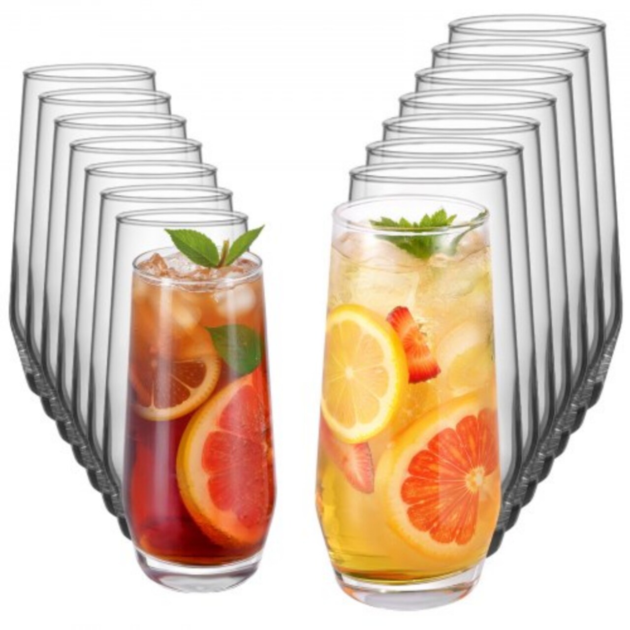 Clear Drinking Glass Set – Soda Lime Glass, 8 Small 11.5oz & 8 Large 18.26oz Tumblers for WaterJuice